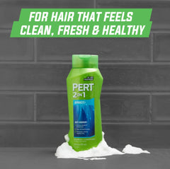 Six-pack of Pert bottles arranged for convenient hair care routine