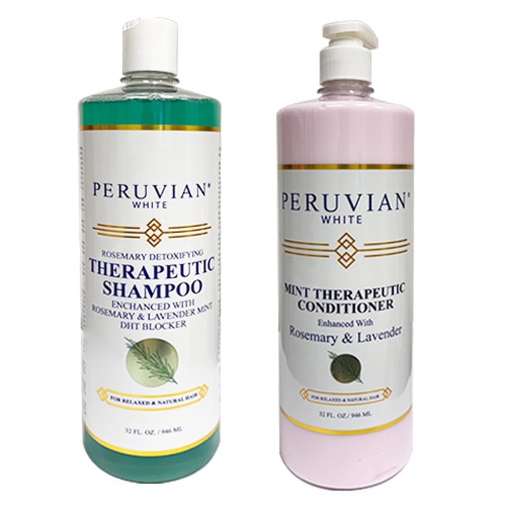 Peruvian White Rosemary Detox shampoo bottle, refreshing rosemary scent for a thorough scalp cleanse.
