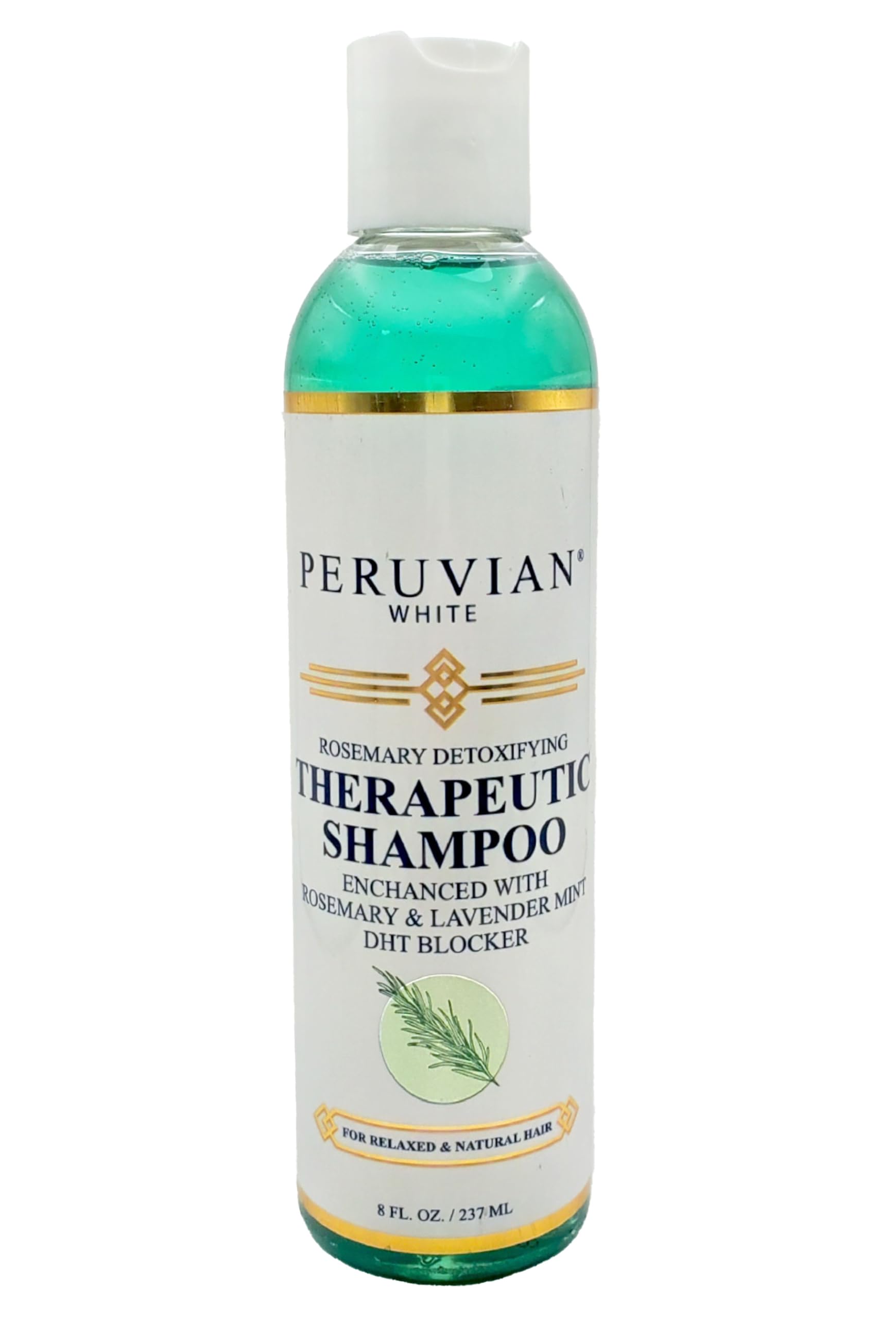 Peruvian White Rosemary Detoxifying Therapeutic Shampoo bottle for deep cleansing and conditioning prep