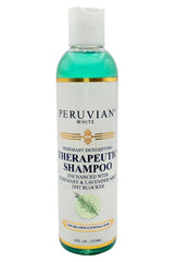 Peruvian White Rosemary Detoxifying Therapeutic Shampoo bottle for deep cleansing and conditioning prep