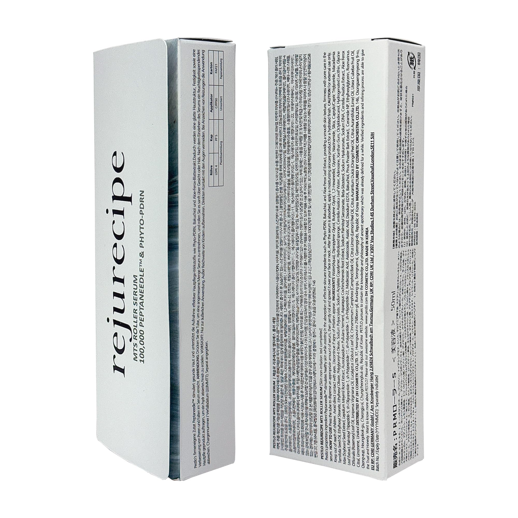 PESTLO Rejurecipe serum packaging close-up travel-friendly design