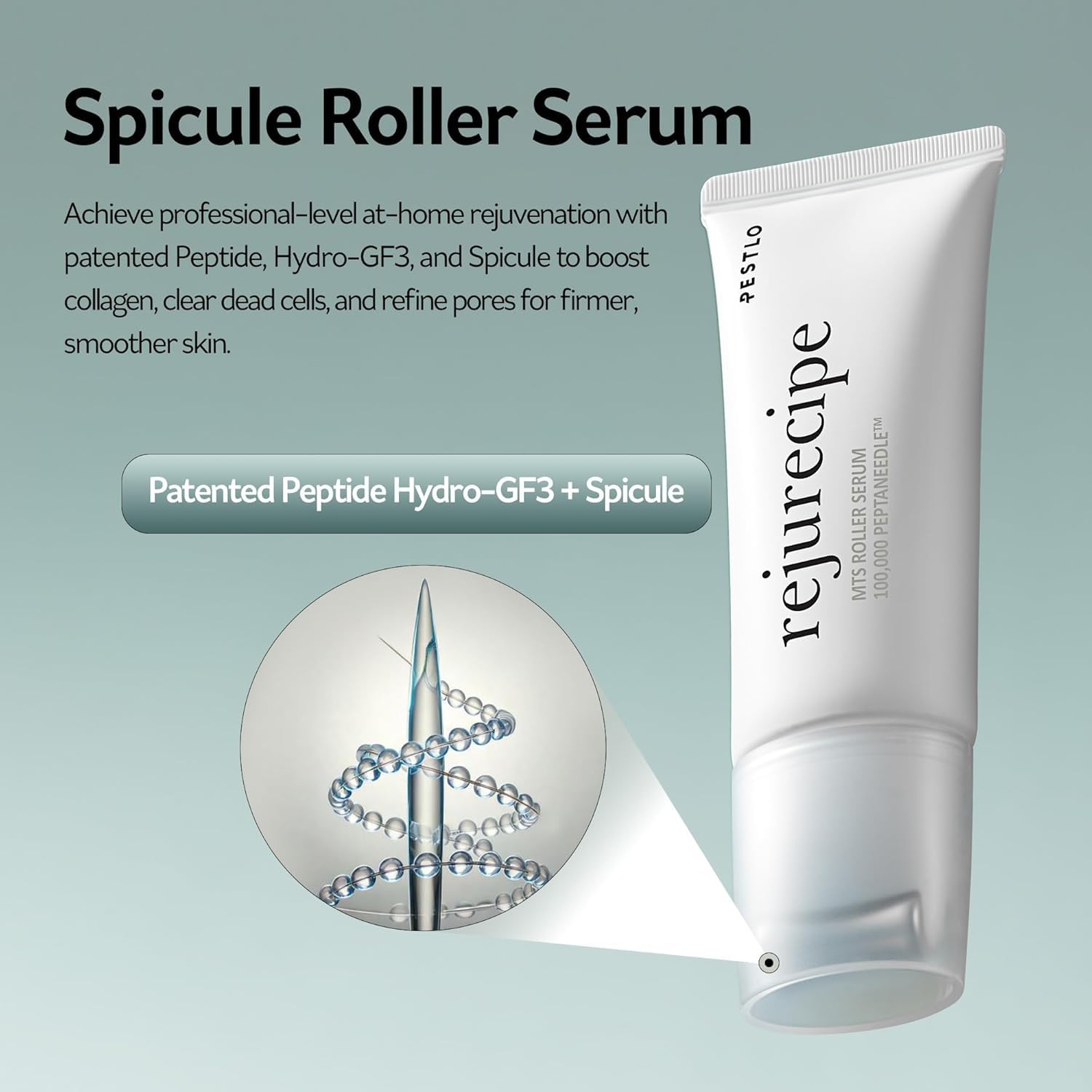 PESTLO Rejurecipe spicule roller gua sha in action for gentle depuffing