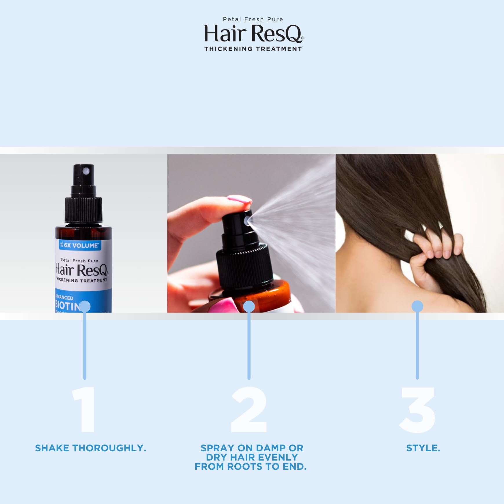 Fine hair volume demonstration with Hair ResQ spray for lift