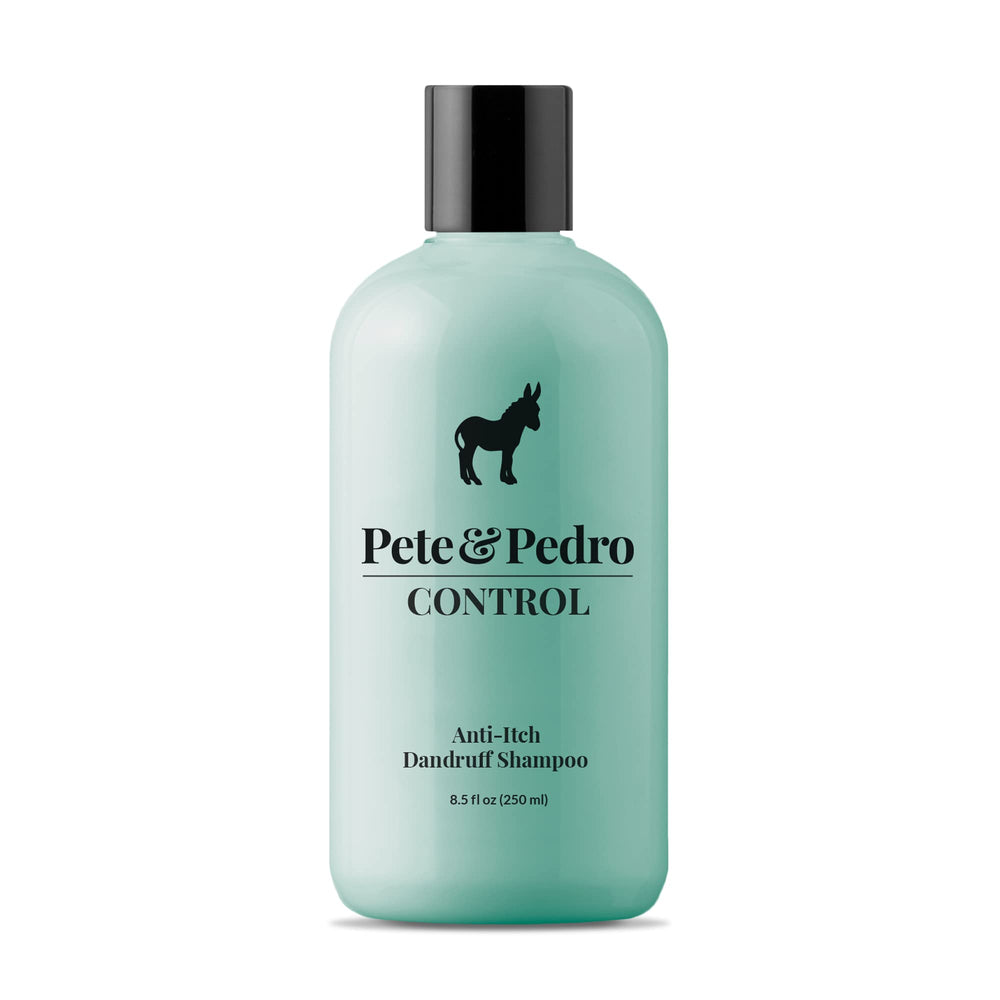 Pete & Pedro CONTROL bottle pour demonstrates easy application for scalp relief.