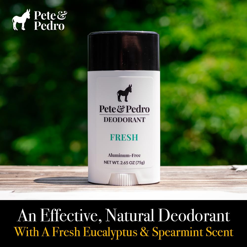 Pete & Pedro Fresh packaging close-up highlights cooling eucalyptus-spearmint aroma for instant refresh after activity.
