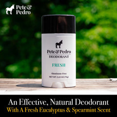 Pete & Pedro Fresh packaging close-up highlights cooling eucalyptus-spearmint aroma for instant refresh after activity.