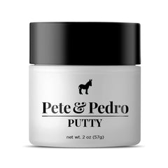 Pete and Pedro Hair Putty bottle front showing strong hold and matte finish