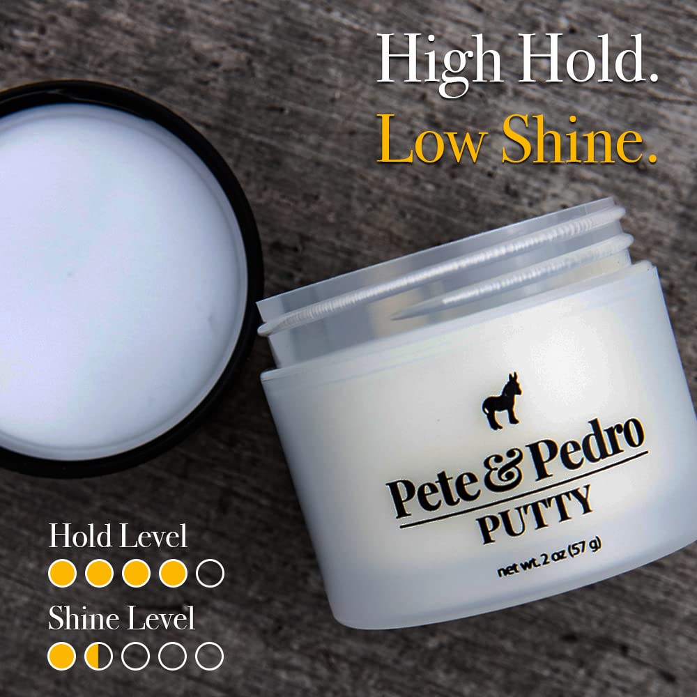 Hands applying Pete and Pedro Hair Putty for pliable, high-hold styling