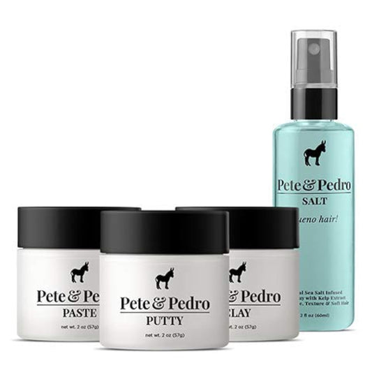 Pete and Pedro Core Four Hair Kit bundle shown for versatile styling options.