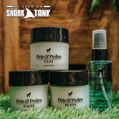 Pete and Pedro Paste tube shown for medium hold and flexible shine.