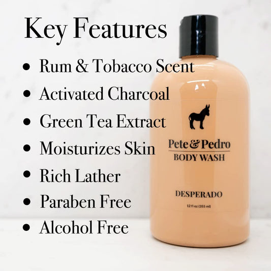 Desperado foamy lather in shower, highlighting moisture and scent.