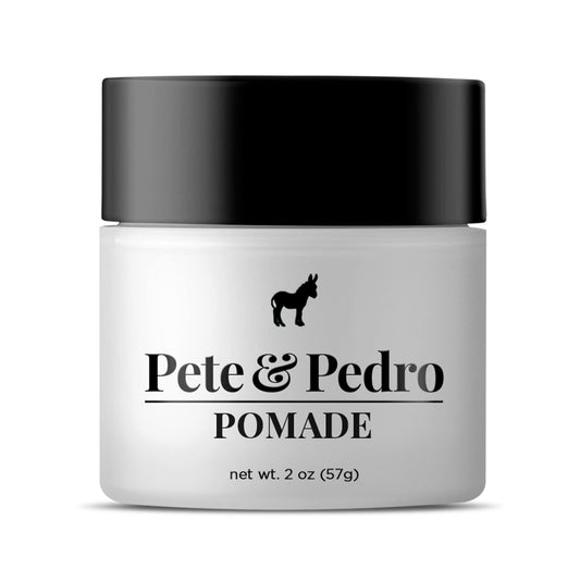 Pete & Pedro Hair Pomade Classic Bottle showcases shine with medium hold for sleek styles.