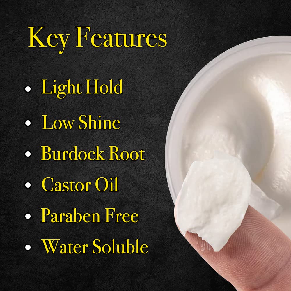 Close-up texture of Pete & Pedro cream demonstrating frizz control