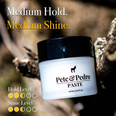 Hair being styled with Pete and Pedro Paste for versatile hold on medium length hair.