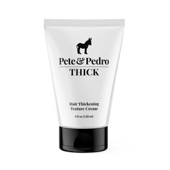 Pete & Pedro THICK Hair Cream bottle shows light hold and added volume.