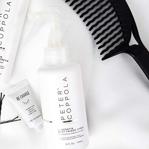 Peter Coppola a-Keratin Best Friend Spray on shelf in salon-style setting.
