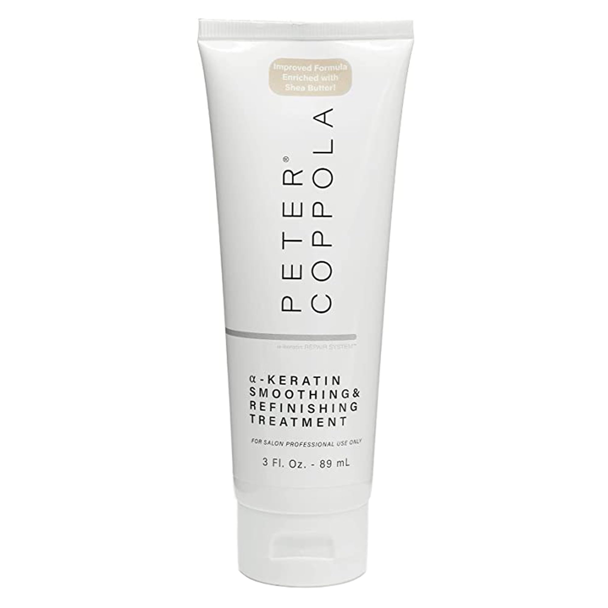 Peter Coppola a-Keratin bottle with pump demonstrates easy application and smoothing benefits.