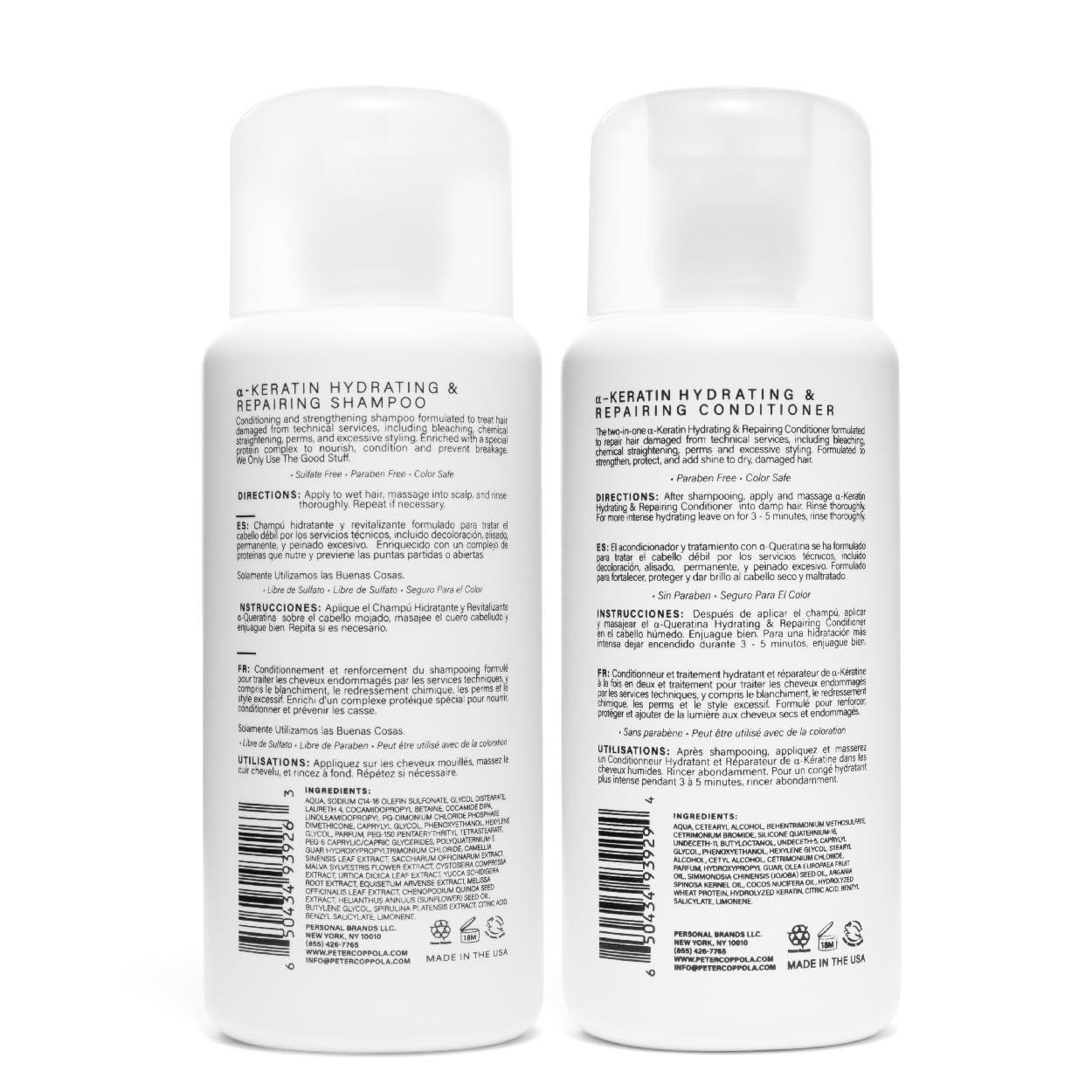 Peter Coppola a-Keratin hydrating conditioner tube demonstrates daily repair for softer strands.