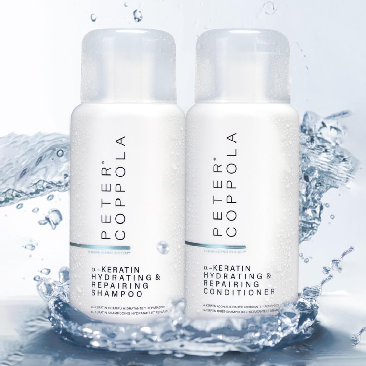 Peter Coppola a-Keratin hydrating hair shine result showing glossy finish.