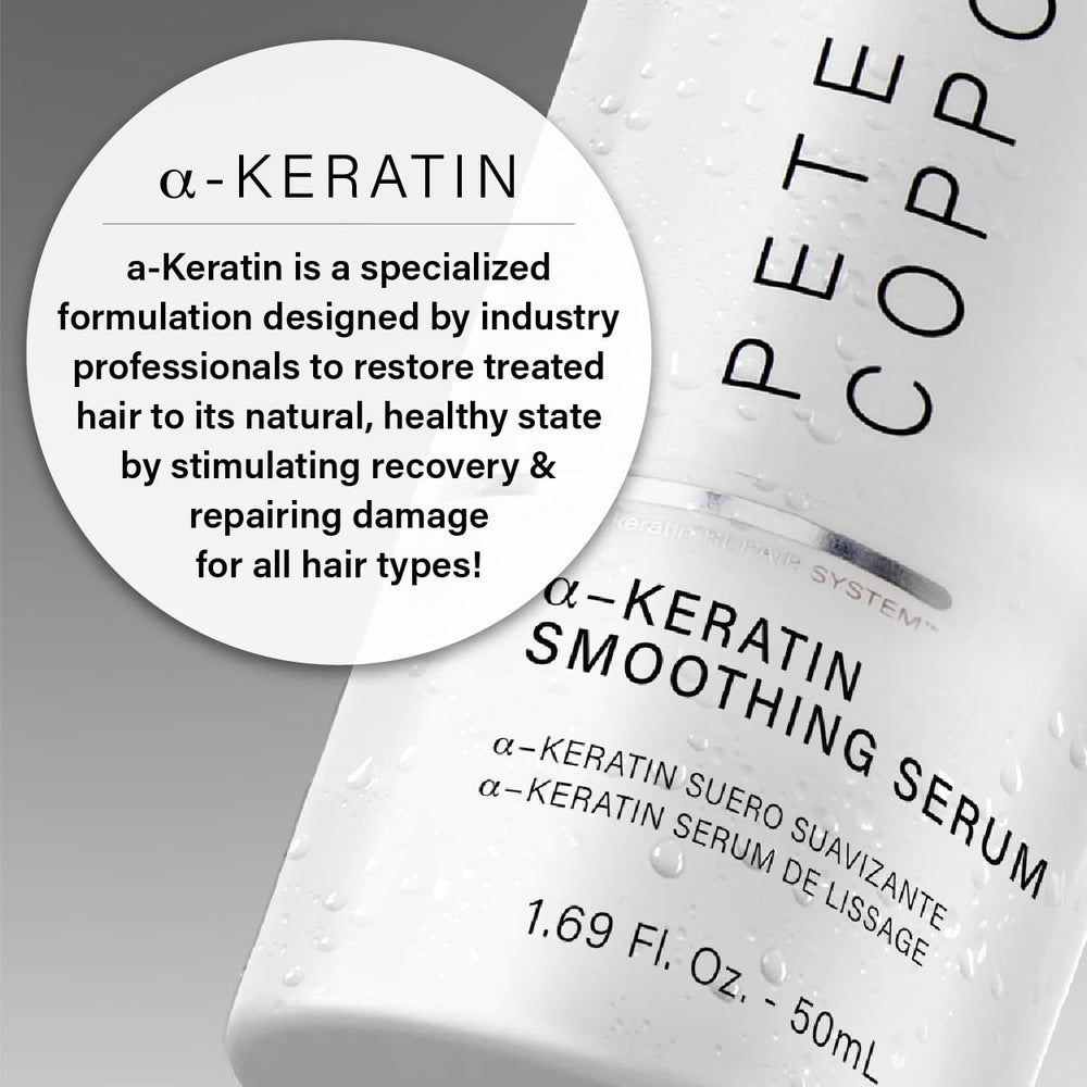 Dispensing the Peter Coppola serum reveals a lightweight formula for frizz control.