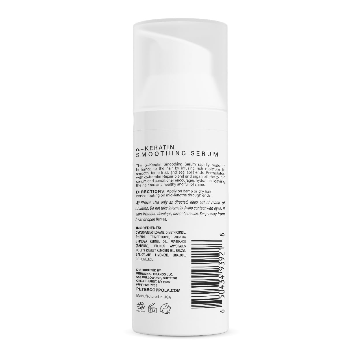 Peter Coppola a-Keratin serum ingredients include argan oil for nourishment.