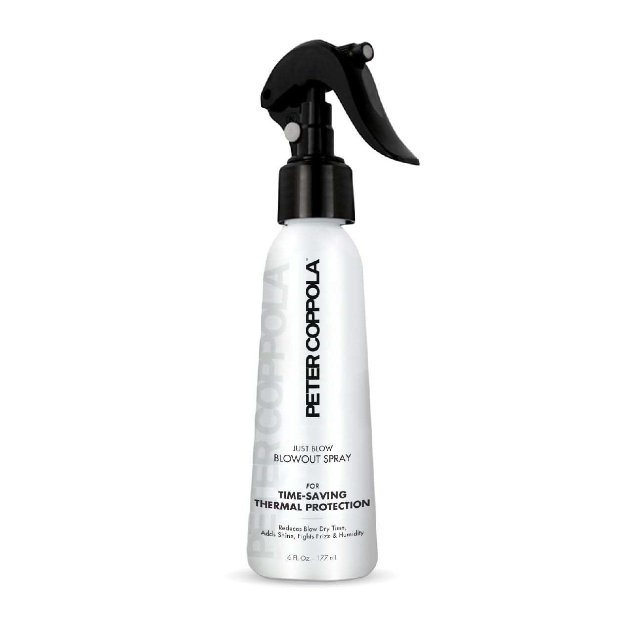 Peter Coppola Just Blow heat protectant bottle ready for daily blow-dry routine.