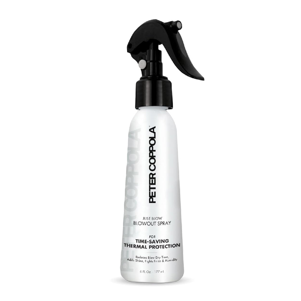 Peter Coppola Just Blow heat protectant bottle ready for daily blow-dry routine.