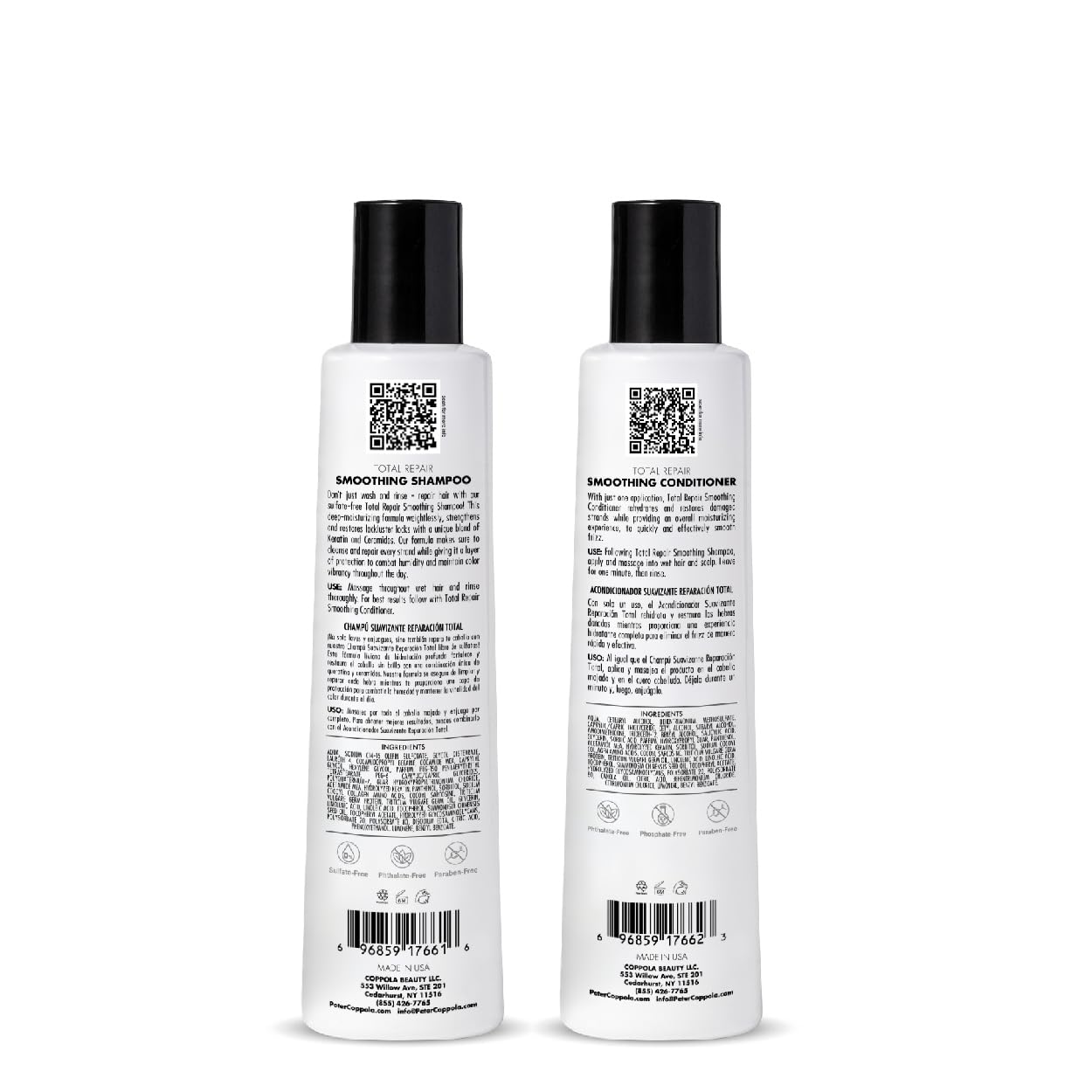 Peter Coppola Total Repair Conditioner bottle front, lightweight hydration for detangling and smoothing daily.