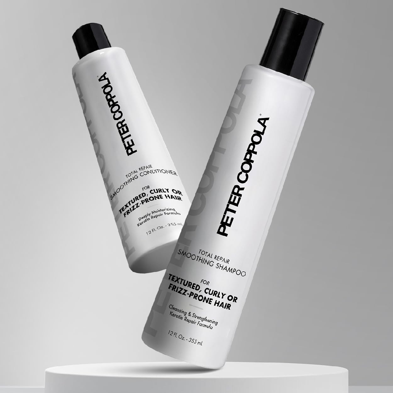 Peter Coppola Total Repair duo box, compact packaging for color-safe keratin aftercare.
