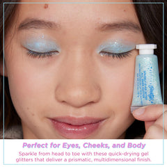 Blue sherpa bag neatly stores makeup on the go.