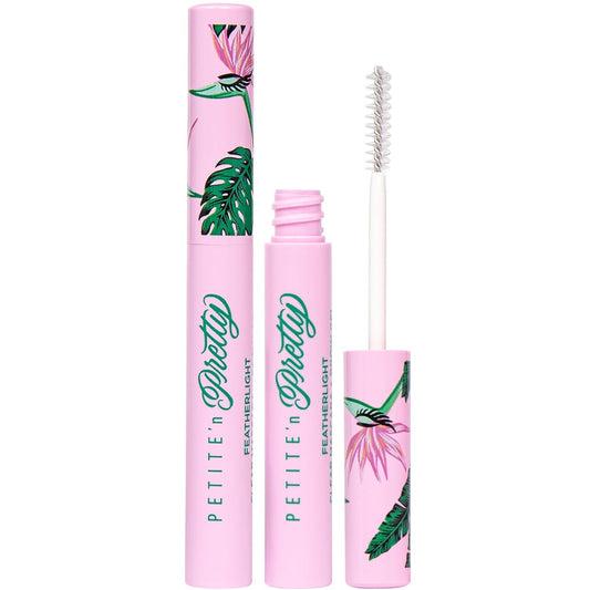Petite N Pretty featherlight mascara-browgel packaging close-up shows kid-friendly design.