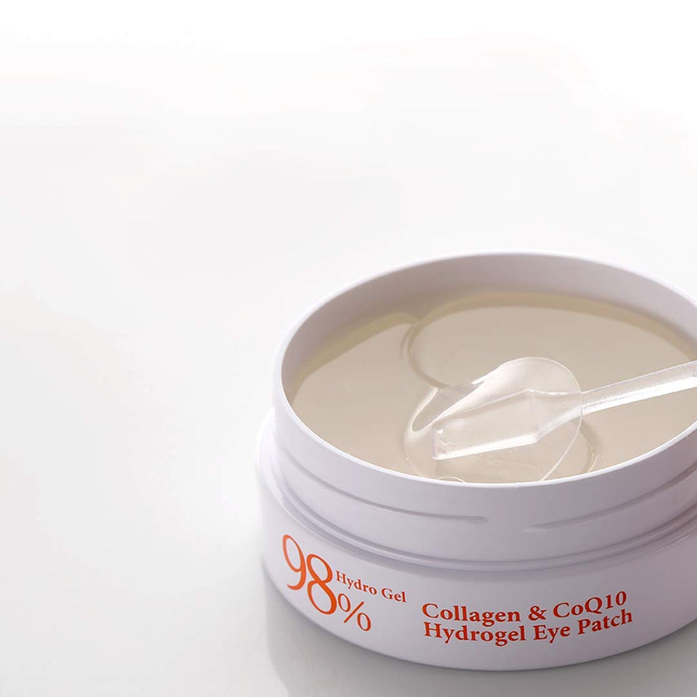Petitfee Collagen & Co Q10 eye patch 60 patches close-up gel texture.