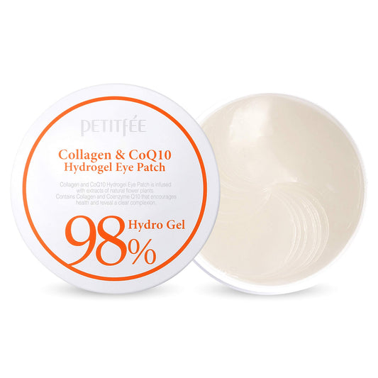 Petitfee Collagen & Co Q10 eye patch packaging highlighting hydration.