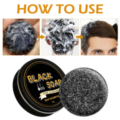 pewatul gray hair reverse bar soap applied on scalp demonstrates application and cleansing action