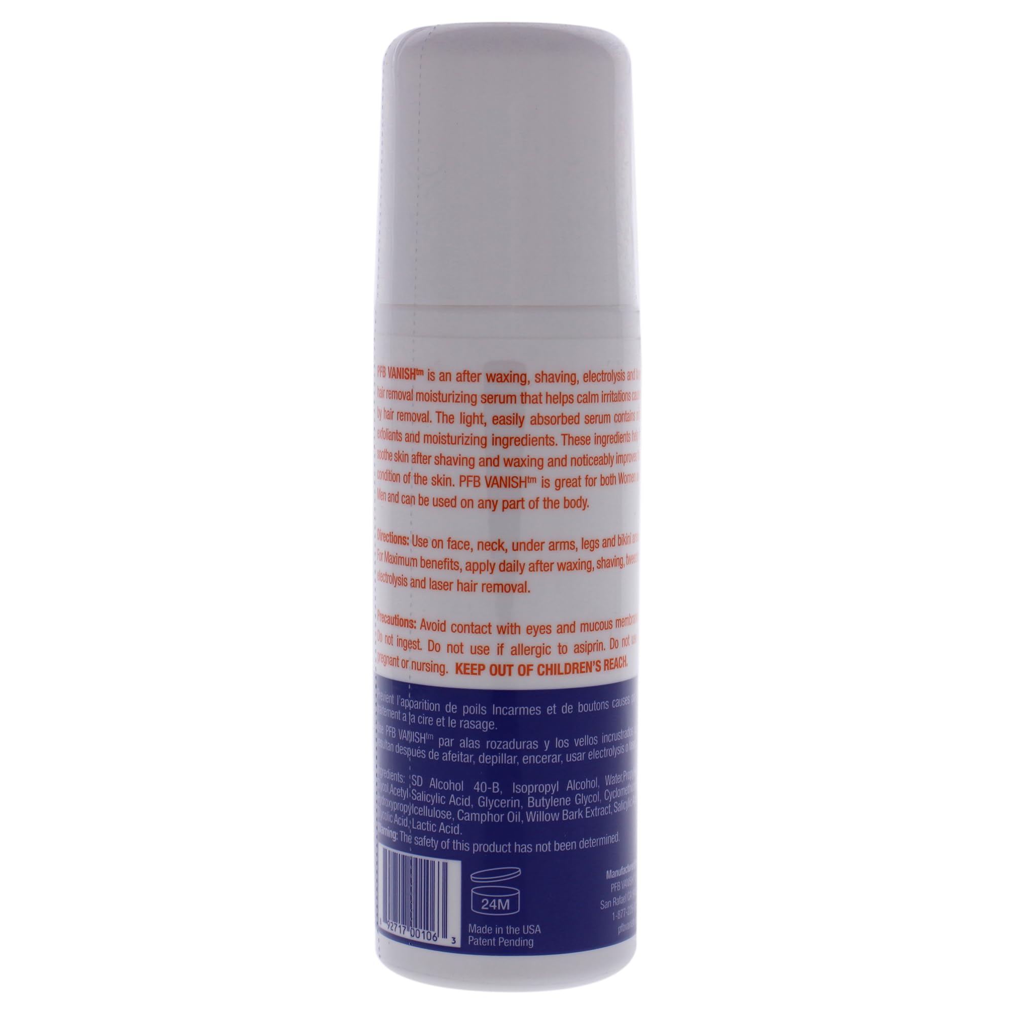 PFB Vanish roll-on application cap-off demonstrating quick, targeted relief