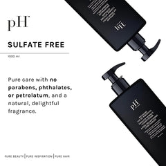 pH PURE HAIR frizz-control demonstration on hair showing smoother texture.