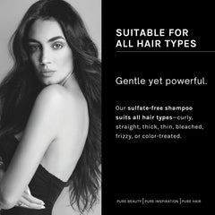 pH PURE HAIR silky hair texture close-up for glossy finish.