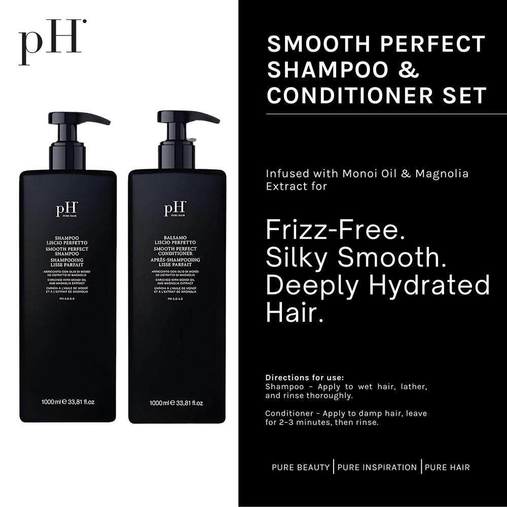 pH PURE HAIR Smooth Perfect Conditioner tube front highlighting detangling and hydration benefits.