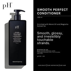 Label highlights sulfate-free formula of pH PURE HAIR Smooth Perfect conditioner
