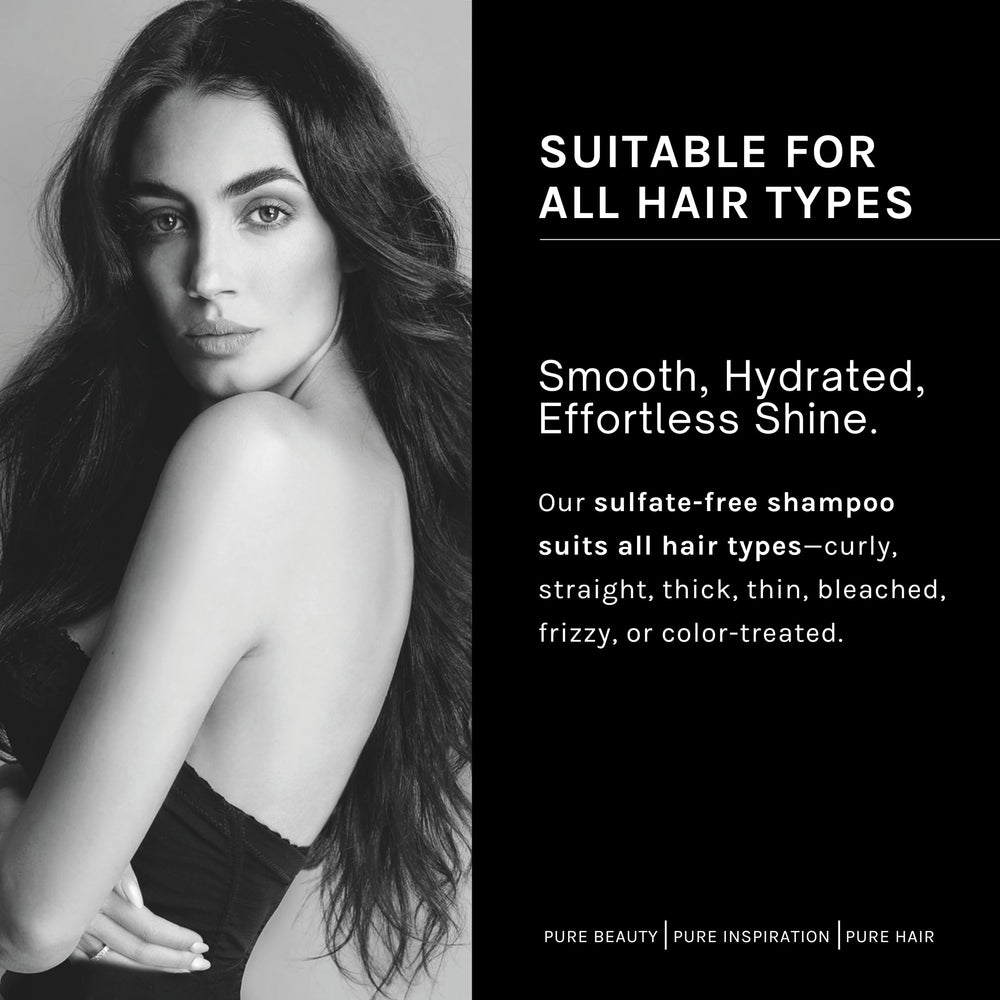 pH PURE HAIR smoothing duo bottle back shows sulfate-free formula