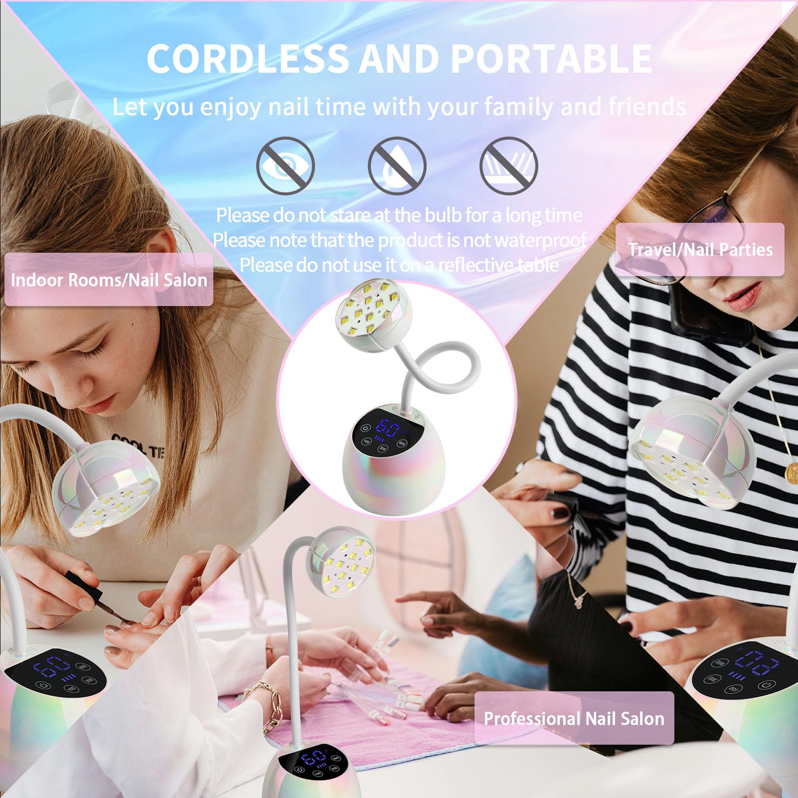PHAIN compact nail lamp fits on desks and vanities.