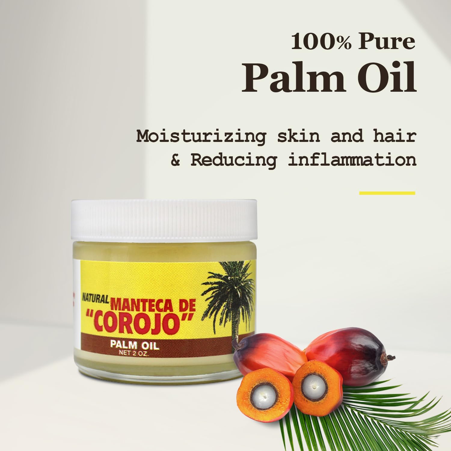 Close-up of Phamark Corojo palm oil texture on skin for quick absorption.