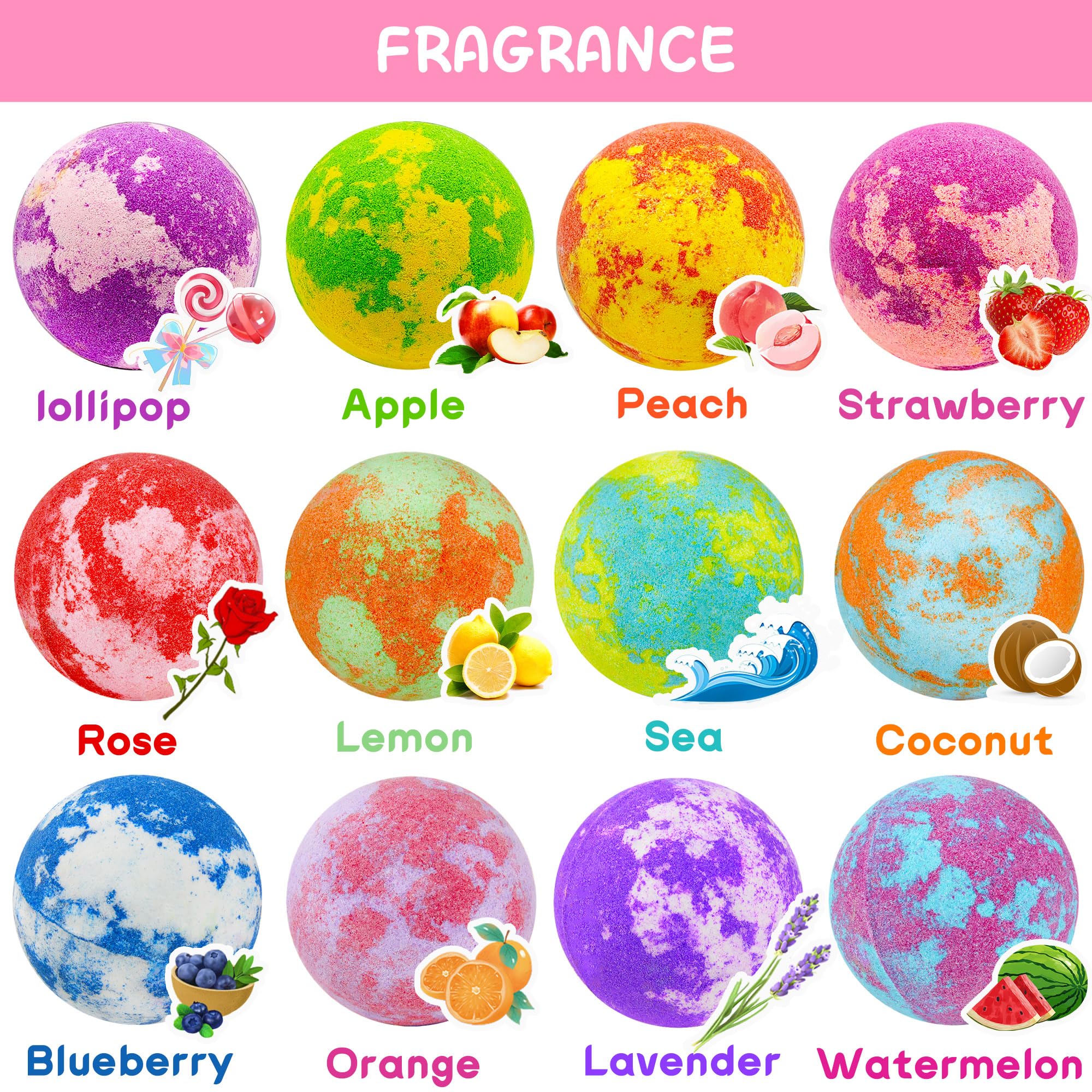 Phaorui kids bath bombs produce colorful bubbles and pleasant scents.