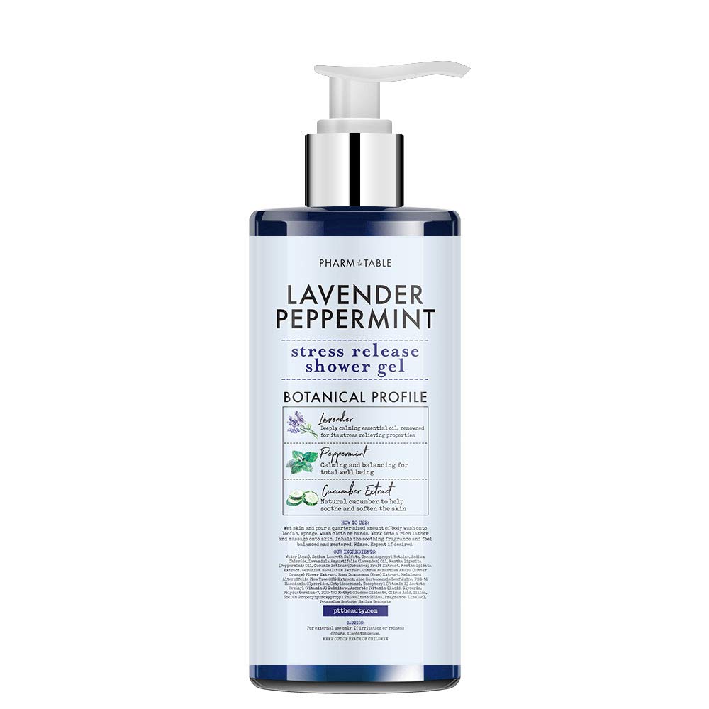 PHARM TO TABLE Stress Release shower gel application evokes spa-like aroma and refreshment.