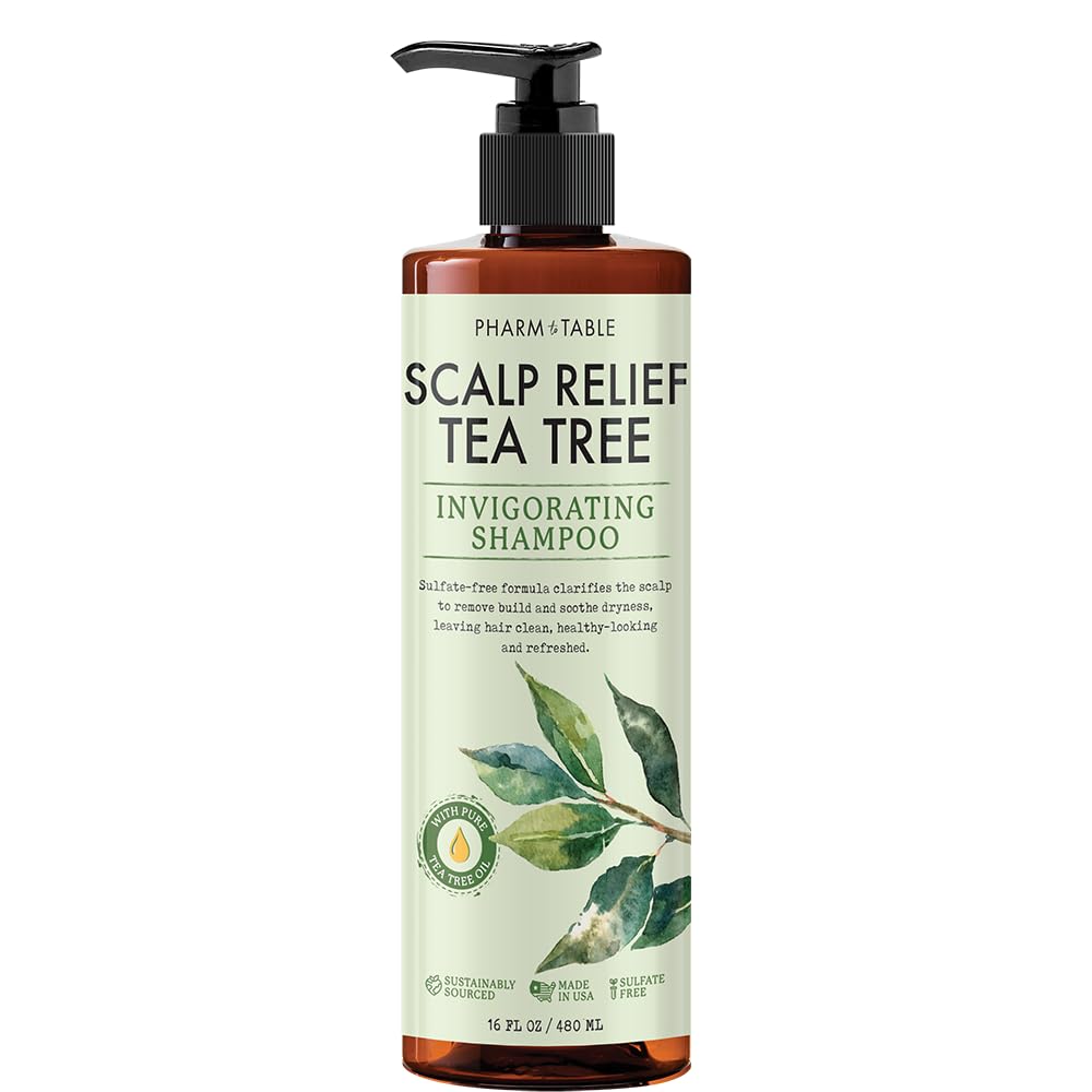PHARM TO TABLE Tea Tree Shampoo bottle for deep cleansing and refreshed scalp.
