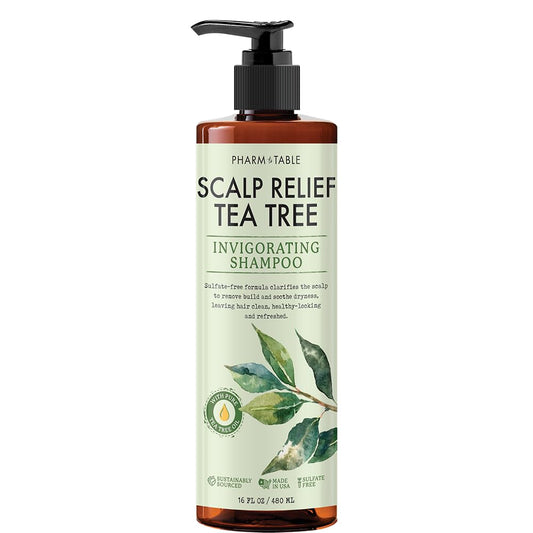 PHARM TO TABLE Tea Tree Shampoo bottle for deep cleansing and refreshed scalp.