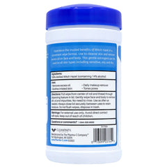 Pharma-C Witch Hazel wipe in action on the face during daily cleansing.