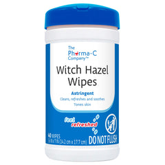 Moist Pharma-C Witch Hazel wipe close-up ready for cleansing.
