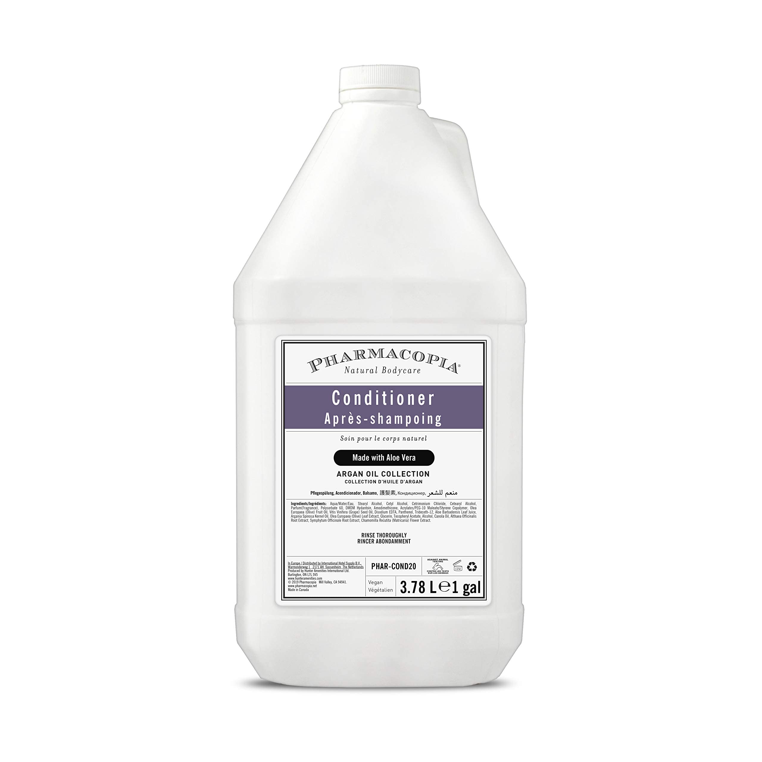 Pharmacopia Hotel Argan Oil Conditioner bottle highlights rich hydration for dry hair.