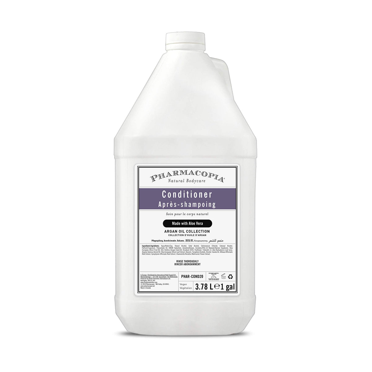 Pharmacopia Hotel Argan Oil Conditioner bottle highlights rich hydration for dry hair.